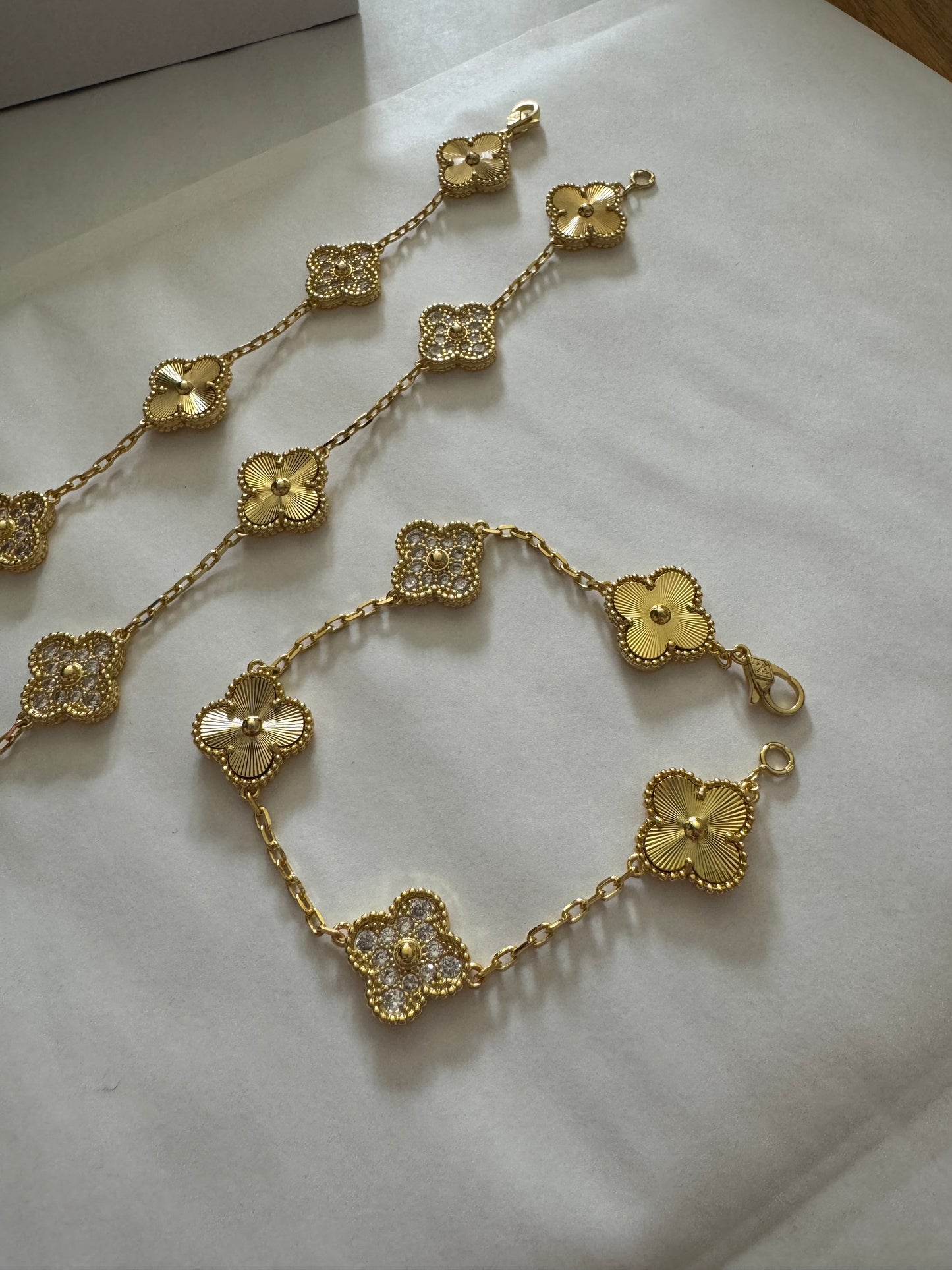 Gold Flower Bracelets with stones