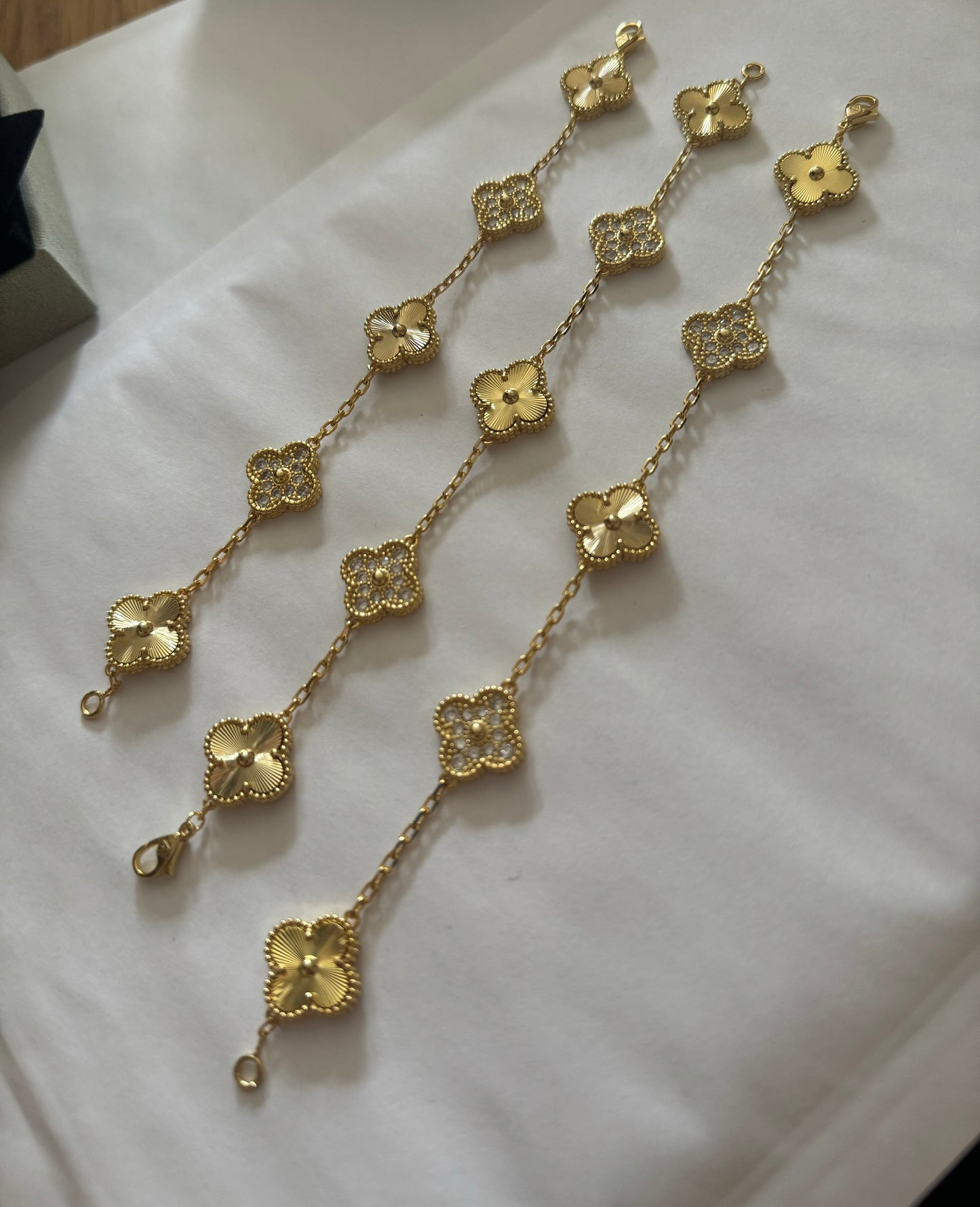 Gold Flower Bracelets with stones