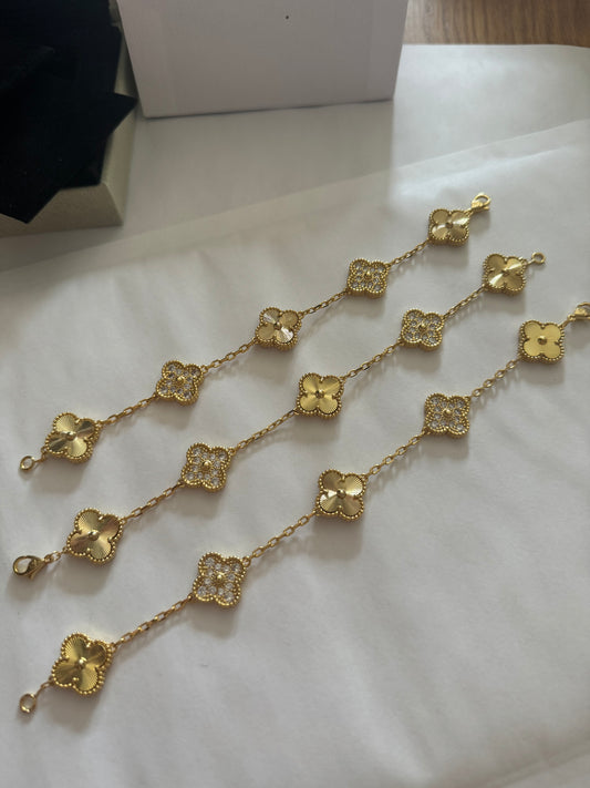 Gold Flower Bracelets with stones